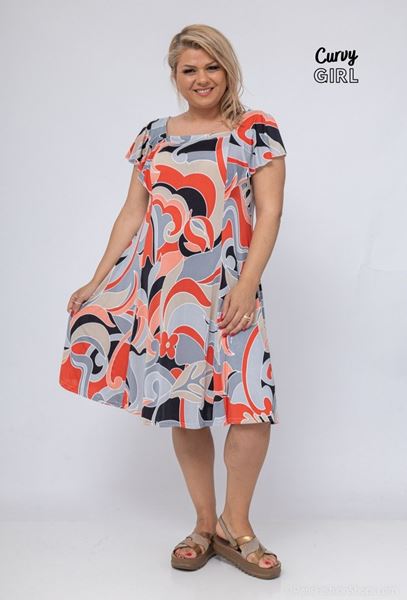 Picture of CURVY GIRL DRESS WITH RUFFLE SLEEVE